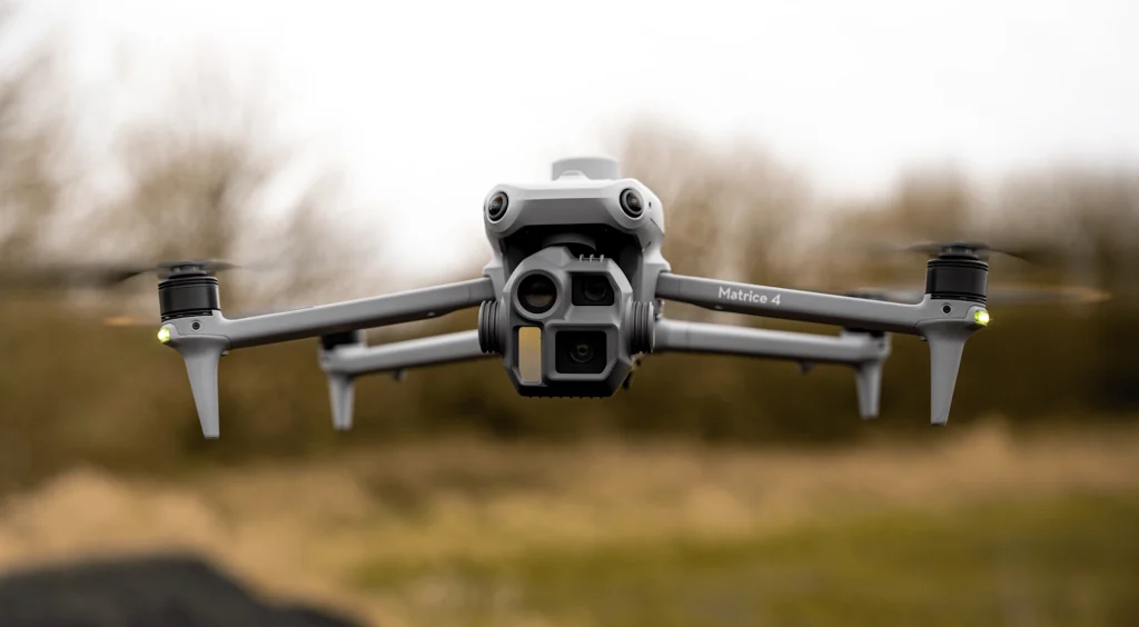 DJI Matrice 4E Enterprise en vuelo durante un trabajo de fotogrametría